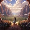 Astonishing Wallpaper: Valley of Vows - A Couple Taking Wedding Vows in a Scenic Religious Spot