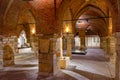 Astorga, Spain, June 9, 2022: Vaulted basement at Palace of Gau