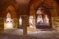Astorga, Spain, June 9, 2022: Vaulted basement at Palace of Gau