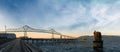 Astoria Megler Bridge by Riverwalk in Oregon coast Panorama Royalty Free Stock Photo