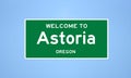 Astoria, Oregon city limit sign. Town sign from the USA.