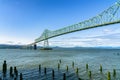 Astoria Megler Bridge over the Columbia River seen from Astoria waterfont, Oregon Coast, US route