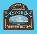 Astoria with sailing ship at sea