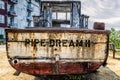 The pipe dream and old boat along Astoria\'s waterfront Royalty Free Stock Photo