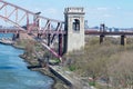 Astoria Park along the East River with the Hell Gate Bridge during Spring