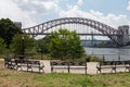 Astoria Queens Riverfront Park along the East River in New York City during Summer with the Hell Gate Bridge