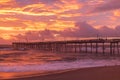 Astounding Sunrise over Fishing Pier North Carolina OBX Royalty Free Stock Photo