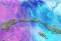 Astract alcohol ink background with golden lines