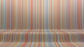 Astract geometric background with bright colorful vertical stripes. Step with rounded corners between two planes. 3d render