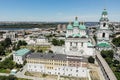 Astrakhan. Astrakhan Kremlin. Fortress. Assumption Cathedral and the bell tower of the Astrakhan Kremlin. Flying drone over the