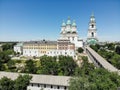 Astrakhan. Astrakhan Kremlin. Fortress. Assumption Cathedral and the bell tower of the Astrakhan Kremlin. Flying drone over the