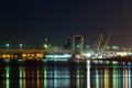 Astrakhan harbour at night Royalty Free Stock Photo