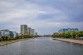 Wide river canal in Astrakhan city