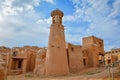 High minaret of the ancient mosque in Sarai Batu mongol settlement