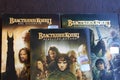 Astrakhan, Russia - 04.27.2021: A collection of three discs with the Lord of the Rings movie in Russian