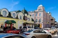 Astrakhan, Russia - February 18, 2020: House Refurbished or reconstructed houses in the city center. The architecture of the old