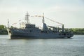 ASTRAKHAN, RUSSIA JULY 28 2018: The warships of the Caspian Flotilla