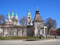 ASTRAKHAN, RUSSIA, - March, 2022: View of the Uspensky Cathedral and Prechistenskaya Bell Tower of the Astrakhan Kremlin Royalty Free Stock Photo