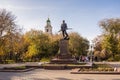 Astrakhan. Russia-November 8, 2019. Monument on the mass grave of the Red Army soldiers who died during the defense of the city