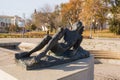 Astrakhan. Russia-November 8, 2019. The sculpture of the figure of an angel is part of the sculptural group of fountains in Lenin