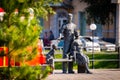 Astrakhan, Russia - October 06, 2019: Monument Family. The bronze sculpture represents the image of a happy family resting on a