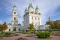 Prechistenskaya bell tower and Cathedral of the Assumption. Kremlin in Astrakhan Royalty Free Stock Photo
