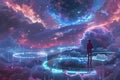 Astral cloud platforms where avatars interact with data constructs in a virtual reality cosmos