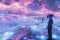 Astral cloud platforms where avatars interact with data constructs in a virtual reality cosmos