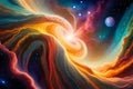 Deep Cosmic Patterns in Colorful Celestial Space. Colorful Abstract Background. Generative AI