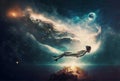 Astral Projection Concept Lucid Dream Illustration, Soul Travel, Generative AI Royalty Free Stock Photo