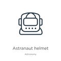 Astranaut helmet icon. Thin linear astranaut helmet outline icon isolated on white background from astronomy collection. Line Royalty Free Stock Photo