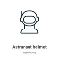 Astranaut helmet outline vector icon. Thin line black astranaut helmet icon, flat vector simple element illustration from editable Royalty Free Stock Photo