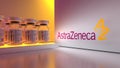 Astrazeneca covid 19 vaccine bottles on abstract background