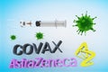 Astrazeneca vaccine with a syringe and a container bottle in the treatment of coronavirus disease 2019 COVID-19 covid19 covid COVA