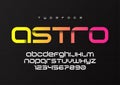 Astro futuristic minimalist display font design, alphabet, typeface, letters and numbers, typography.