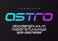 Astro futuristic minimalist display font design, alphabet, typeface, letters and numbers, typography.