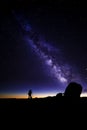 Astro Photographer in the desert and view of Milky Way Galaxy Royalty Free Stock Photo