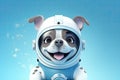 Astro-Pup: A 3D-Rendered Dog\'s Cosmic Ambitions Against Blue Gradient Background