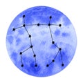 Astrological air elements zodiac signs. Horoscope icons set: gemini libra aquarius. Hand draw watercolor illustration