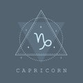 Astrological Capricorn zodiac sign. Horoscope icon in boho minimalist style. Mystic vector illustration. Spiritual tarot Royalty Free Stock Photo