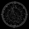 Astrological Celestial Map of The Northern Hemisphere. The General Global Universal Horoscope on January 1, 2020.