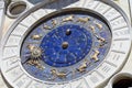 Astrological clock with gold zodiac signs in a sunny day Royalty Free Stock Photo