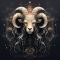 The astrological combination of sun conjunct chiron in zodiac sign aries Royalty Free Stock Photo