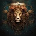 The astrological combination of sun conjunct chiron in zodiac sign lion Royalty Free Stock Photo
