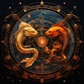 The astrological combination of sun conjunct chiron in zodiac sign pisces Royalty Free Stock Photo