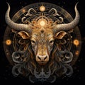 The astrological combination of sun conjunct chiron in zodiac sign taurus Royalty Free Stock Photo