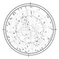 Astrological Celestial map of Northern Hemisphere. Horoscope on January 1, 2020 (00:00 GMT).