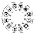 Astrological Horoscope Zodiac Star Signs Icon Set