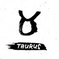 Astrological ink brush illustration. Taurus horoscope sign, symbol, zodiac sign.