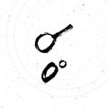 Vector handdrawn brush ink illustration of Conjunction astrological sign with natal chart.